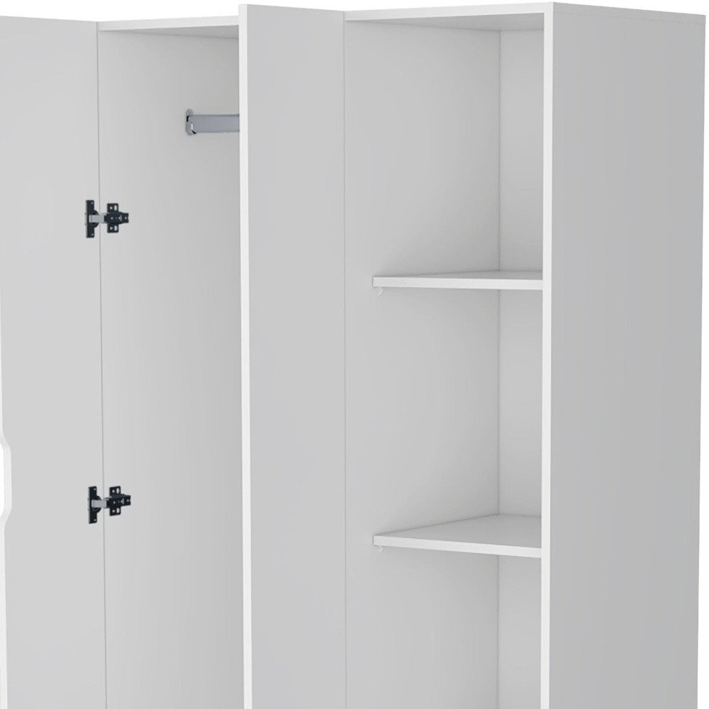71" White Wood Two Door Single Drawer Combo Dresser on a white background