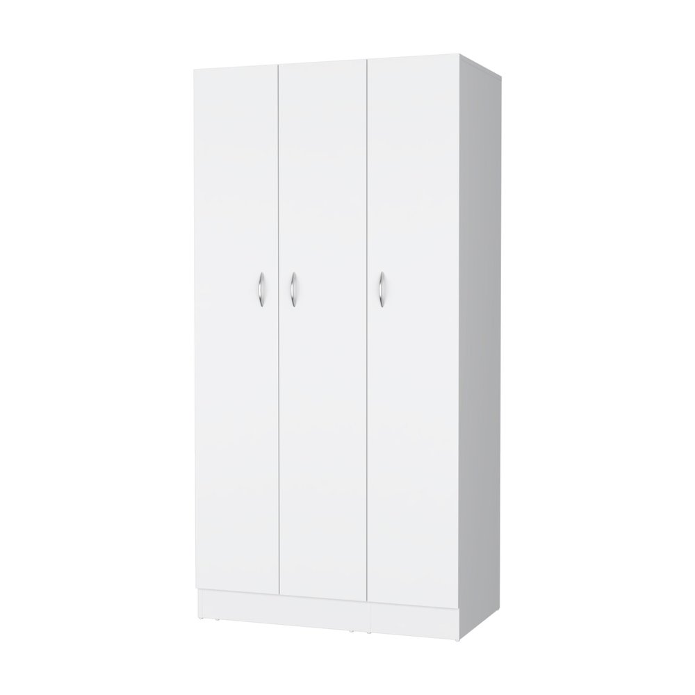 71" White Wood Three Door Two Drawer Combo Dresser on a white background