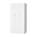 71" White Wood Three Door Two Drawer Combo Dresser on a white background