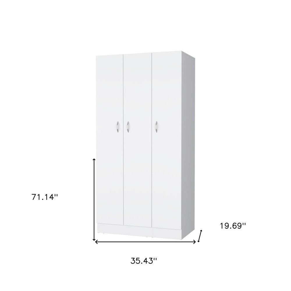 71" White Wood Three Door Two Drawer Combo Dresser