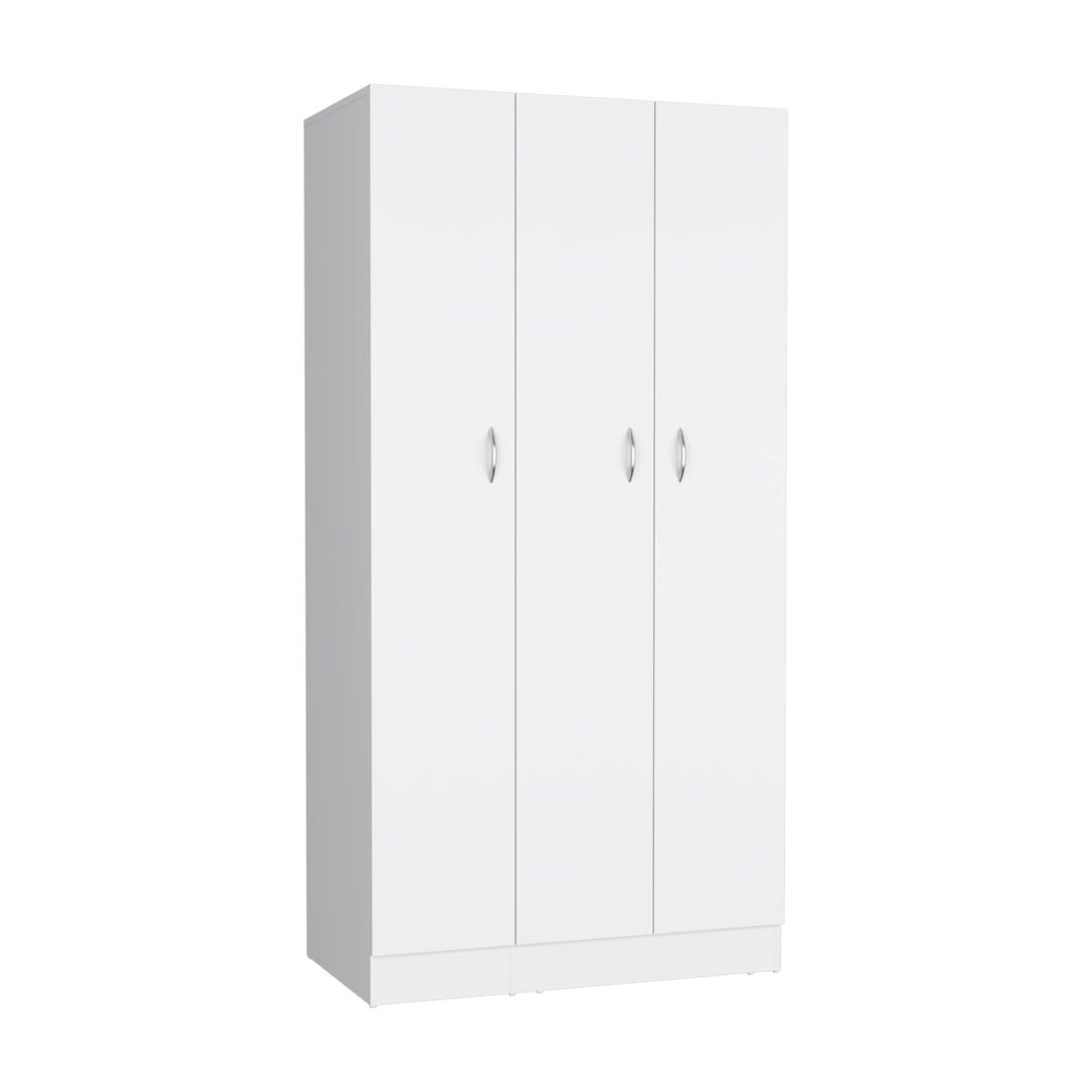 71" White Wood Three Door Two Drawer Combo Dresser
