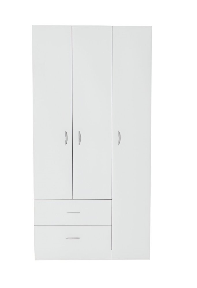 71" White Three Door Two Drawer Combo Dresser