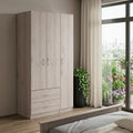 71" Light Gray Wood Three Door Two Drawer Combo Dresser