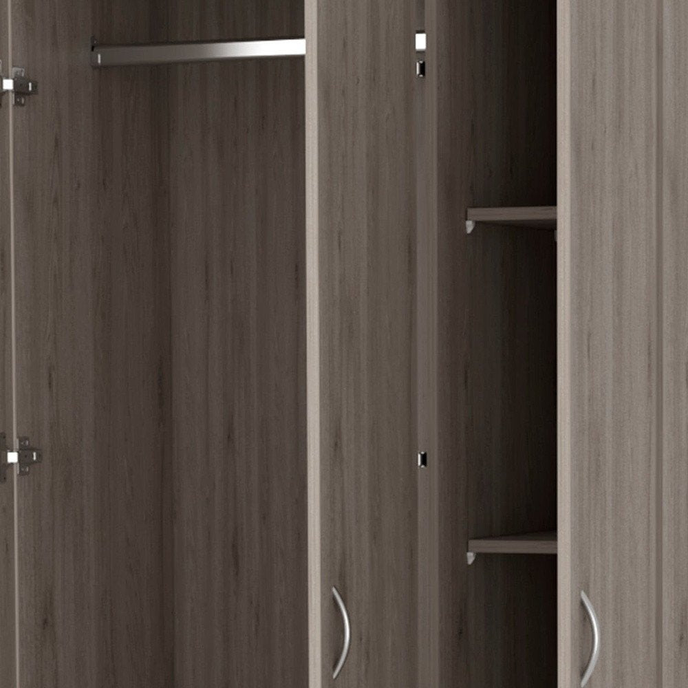 71" Light Gray Wood Three Door Two Drawer Combo Dresser close-up detail
