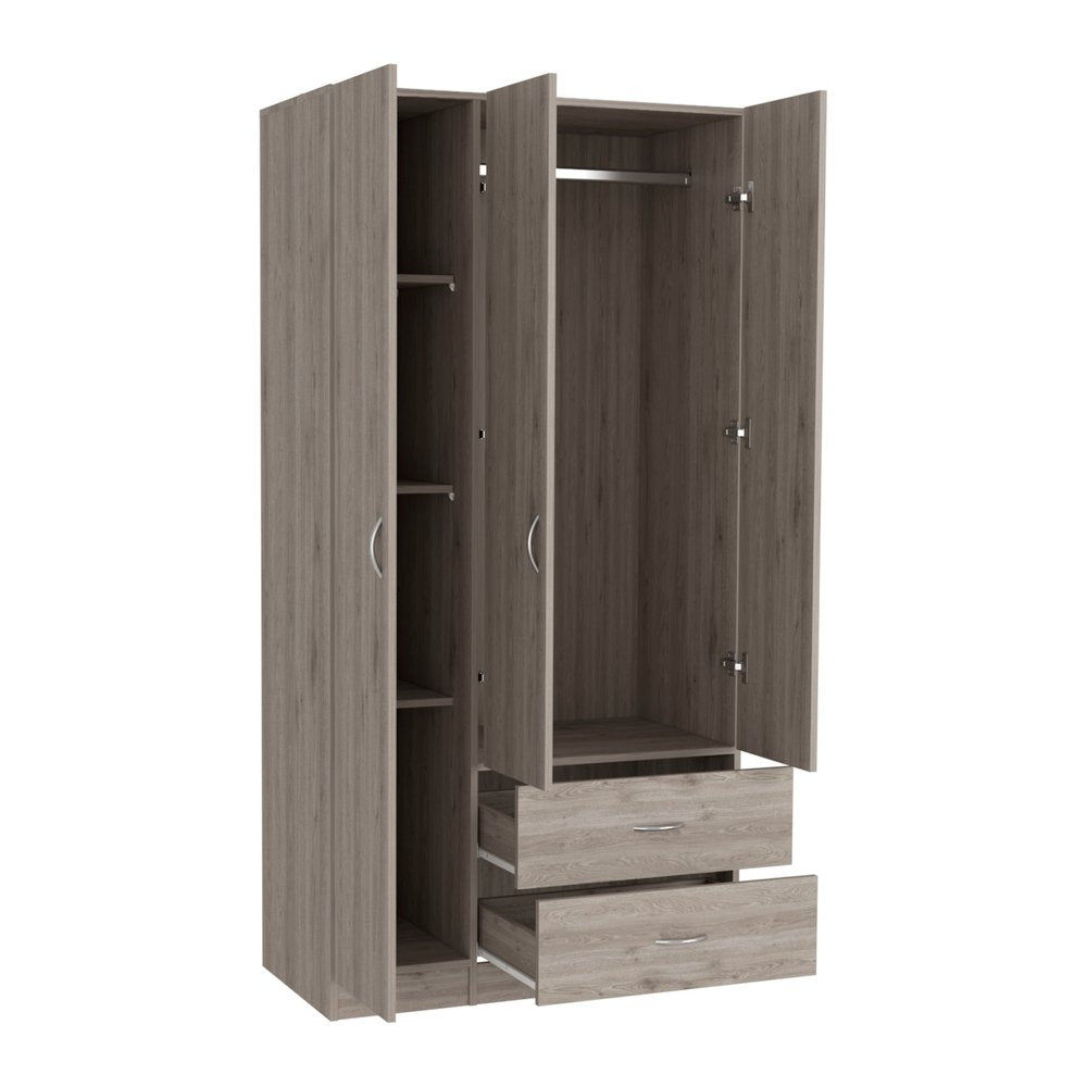 71" Light Gray Wood Three Door Two Drawer Combo Dresser