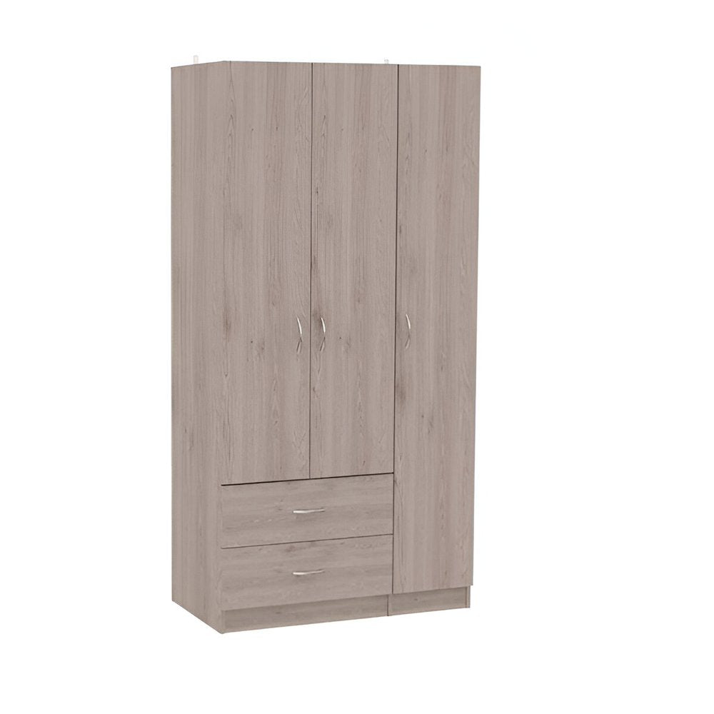 71" Light Gray Wood Three Door Two Drawer Combo Dresser on a white background