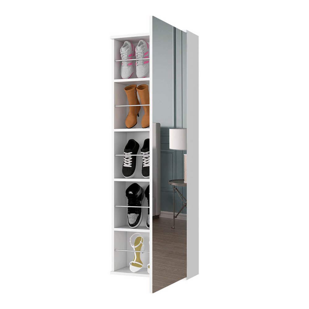 Light Gray Ten Pair Wall Mounted Shoe Storage Cabinet