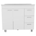 39" White Wood Accent Cabinet With Two Doors And Three Drawers