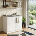 39" White Stainless Steel Accent Cabinet With Two Shelves