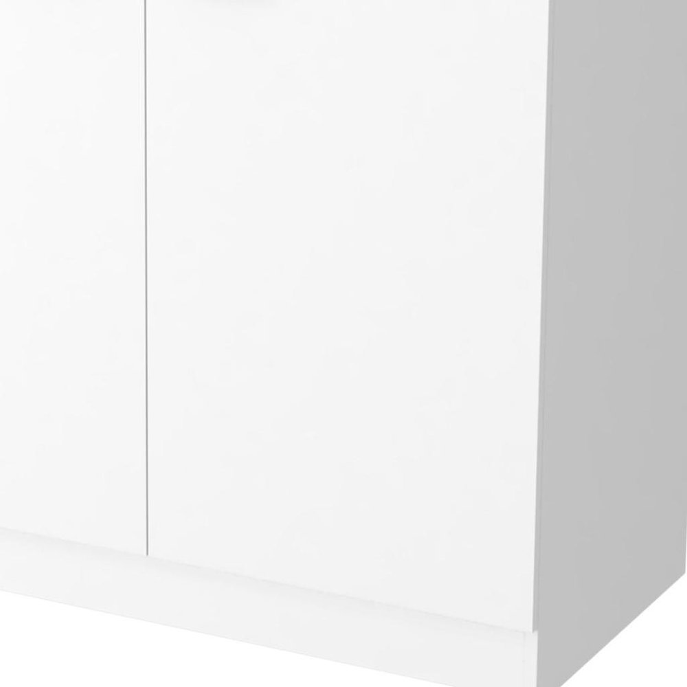 39" White Stainless Steel Accent Cabinet With Two Shelves