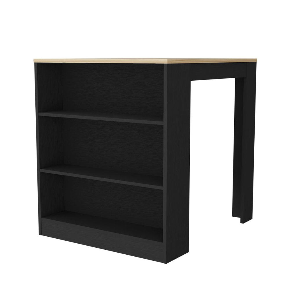 Black and Brown 36" Kitchen Island With Storage on a white background