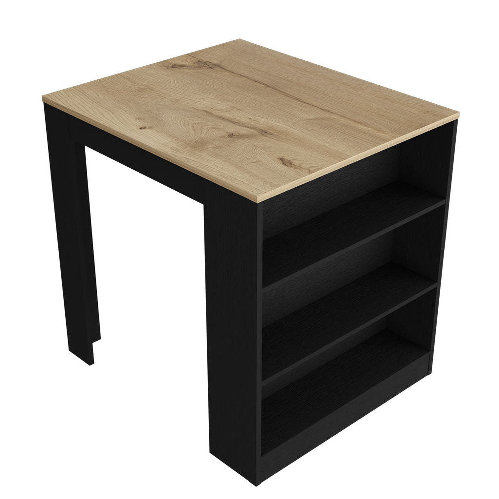 Black and Brown 36" Kitchen Island With Storage on a white background