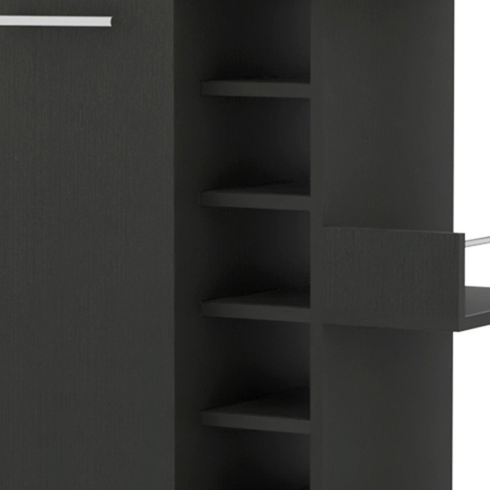 Black Rolling Bar Cart With Wine Storage - 32.32" H x 23.62" W x 14.76" D