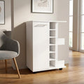 White Rolling Bar Cart With Wine Storage