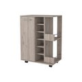 Light Gray Rolling Bar Cart With Wine Storage - 32.32" H x 23.62" W x 14.76" D on a white background