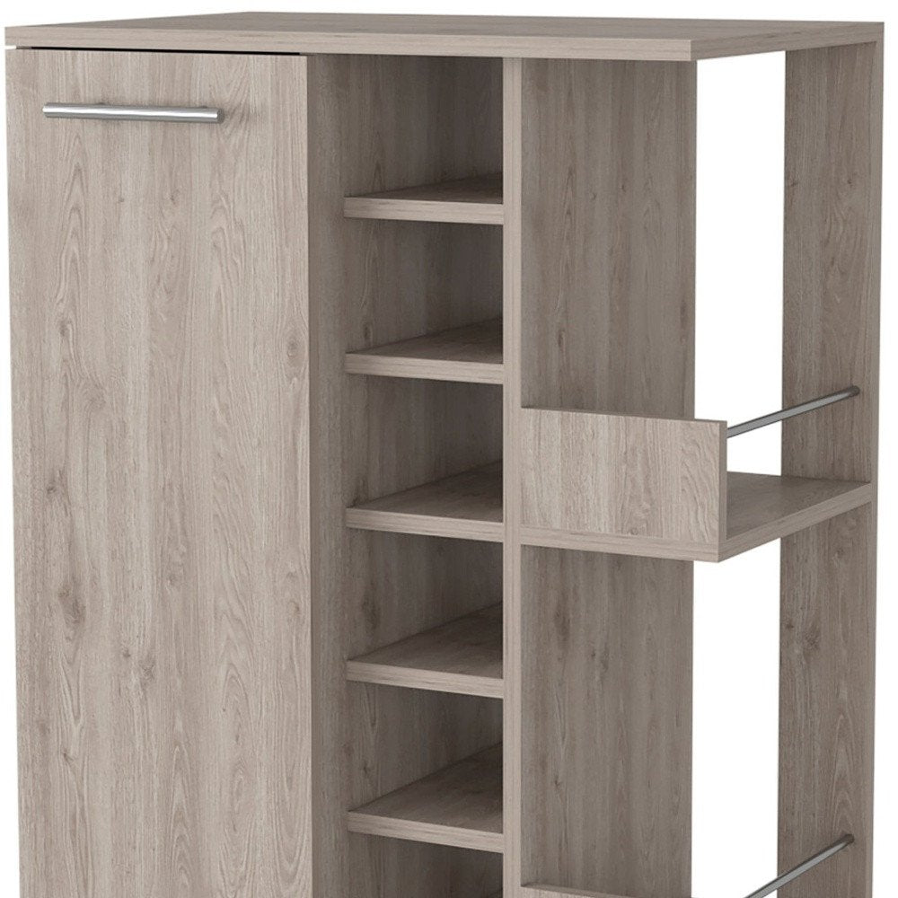 Light Gray Rolling Bar Cart With Wine Storage - 32.32" H x 23.62" W x 14.76" D