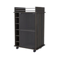 Espresso Rolling Bar Cart With Wine Storage - 35" H x 21.6" W x 16.3" D on a white background