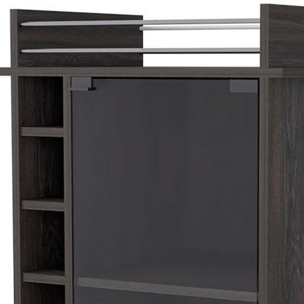 Espresso Rolling Bar Cart With Wine Storage - 35" H x 21.6" W x 16.3" D