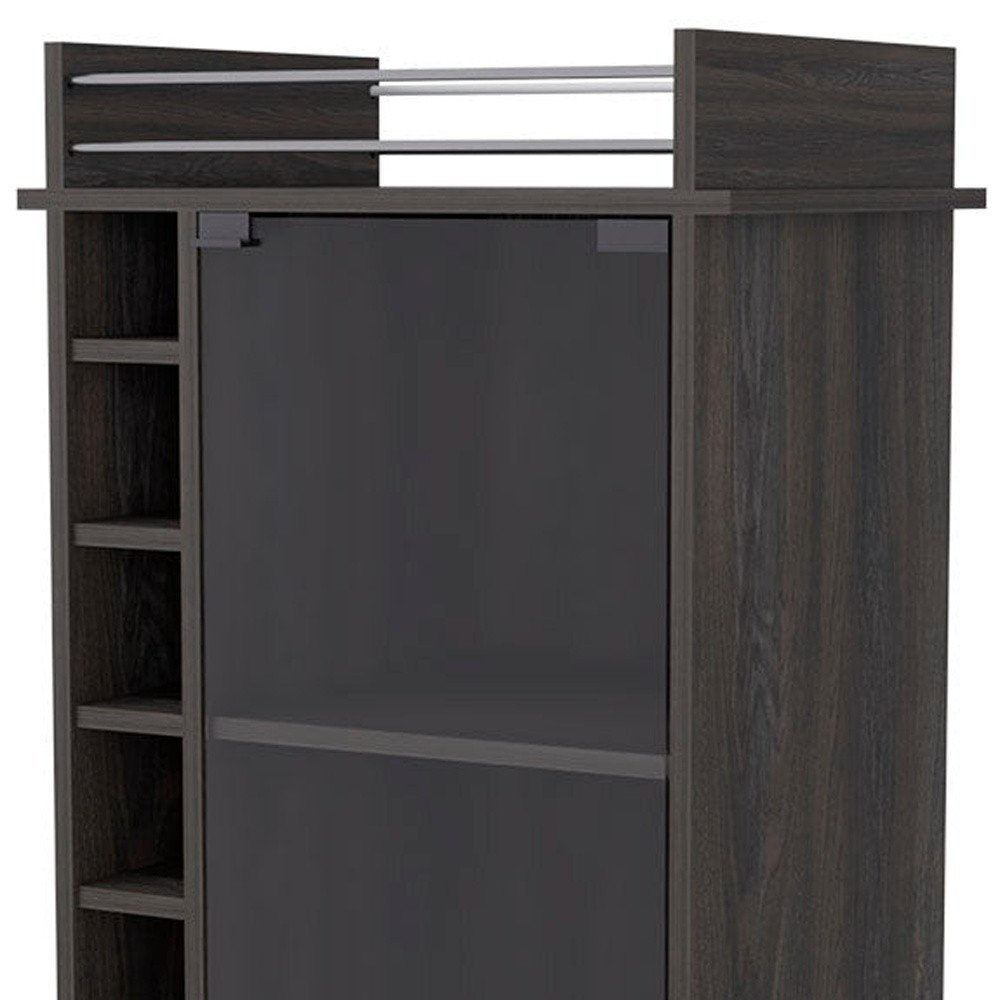 Espresso Rolling Bar Cart With Wine Storage - 35" H x 21.6" W x 16.3" D