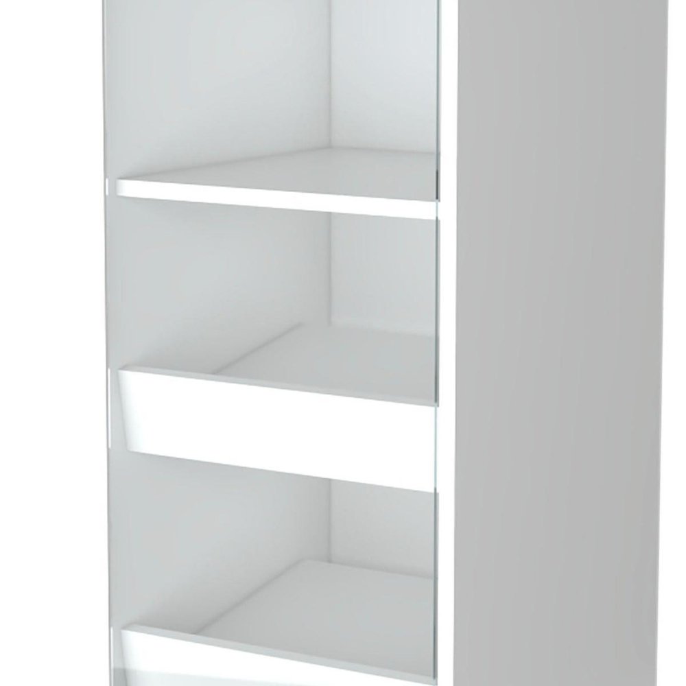 White Rolling Bar Cart With Wine Storage on a white background