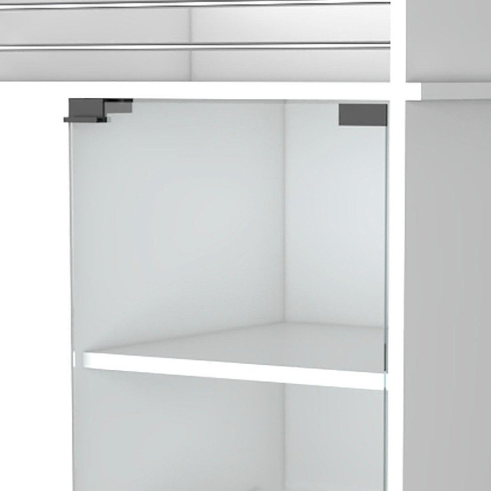 White Rolling Bar Cart With Wine Storage on a white background