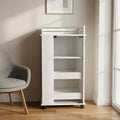 White Rolling Bar Cart With Wine Storage
