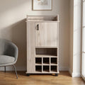 Light Gray Rolling Bar Cart With Wine Storage