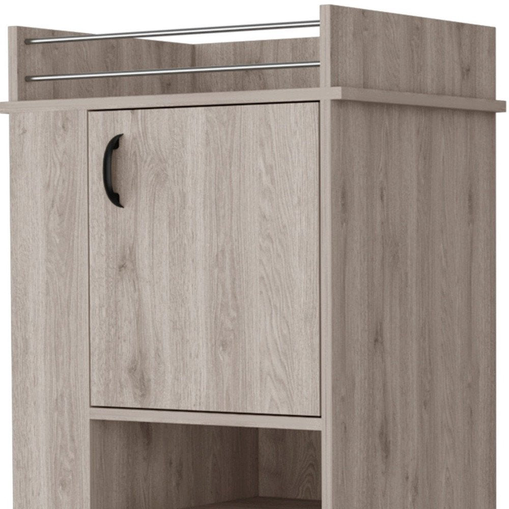 Light Gray Rolling Bar Cart With Wine Storage - 38.77" H x 21.65" W x 16.33" D