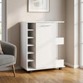 White Rolling Bar Cart With Wine Storage