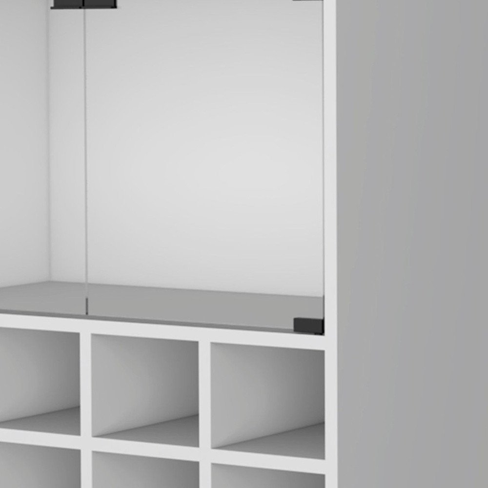 White Rolling Bar Cart With Wine Storage - 32.28" H x 25.8" W x 14.7" D on a white background