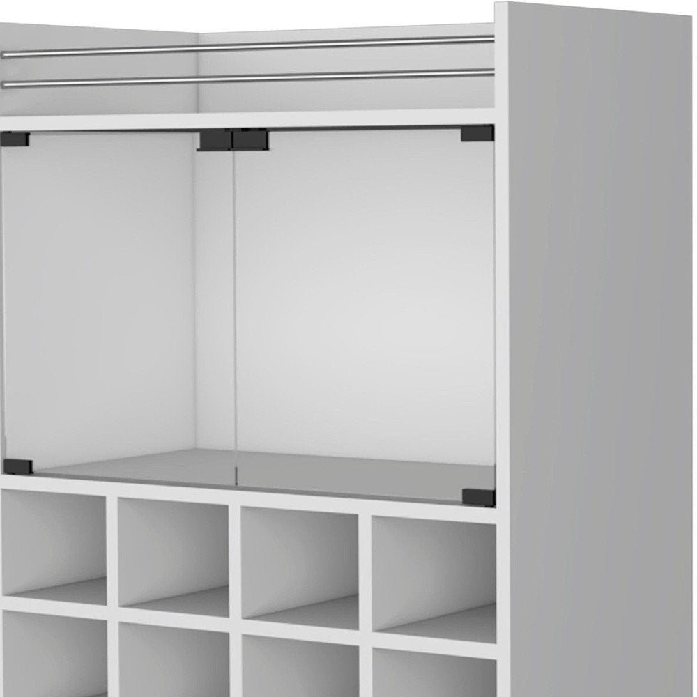 White Rolling Bar Cart With Wine Storage - 32.28" H x 25.8" W x 14.7" D on a white background
