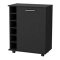 Black Rolling Bar Cart With Wine Storage - 32.3" H x 25.8" W x 14.7" D on a white background