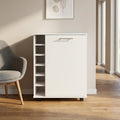 White Rolling Bar Cart With Wine Storage