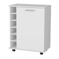 White Rolling Bar Cart With Wine Storage - 32.3" H x 25.8" W x 14.7" D on a white background