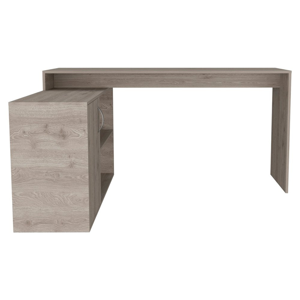 60" White Wood L Shape Computer Desk