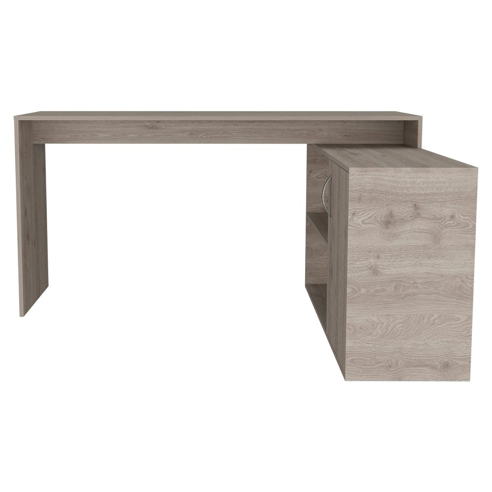 60" White Wood L Shape Computer Desk