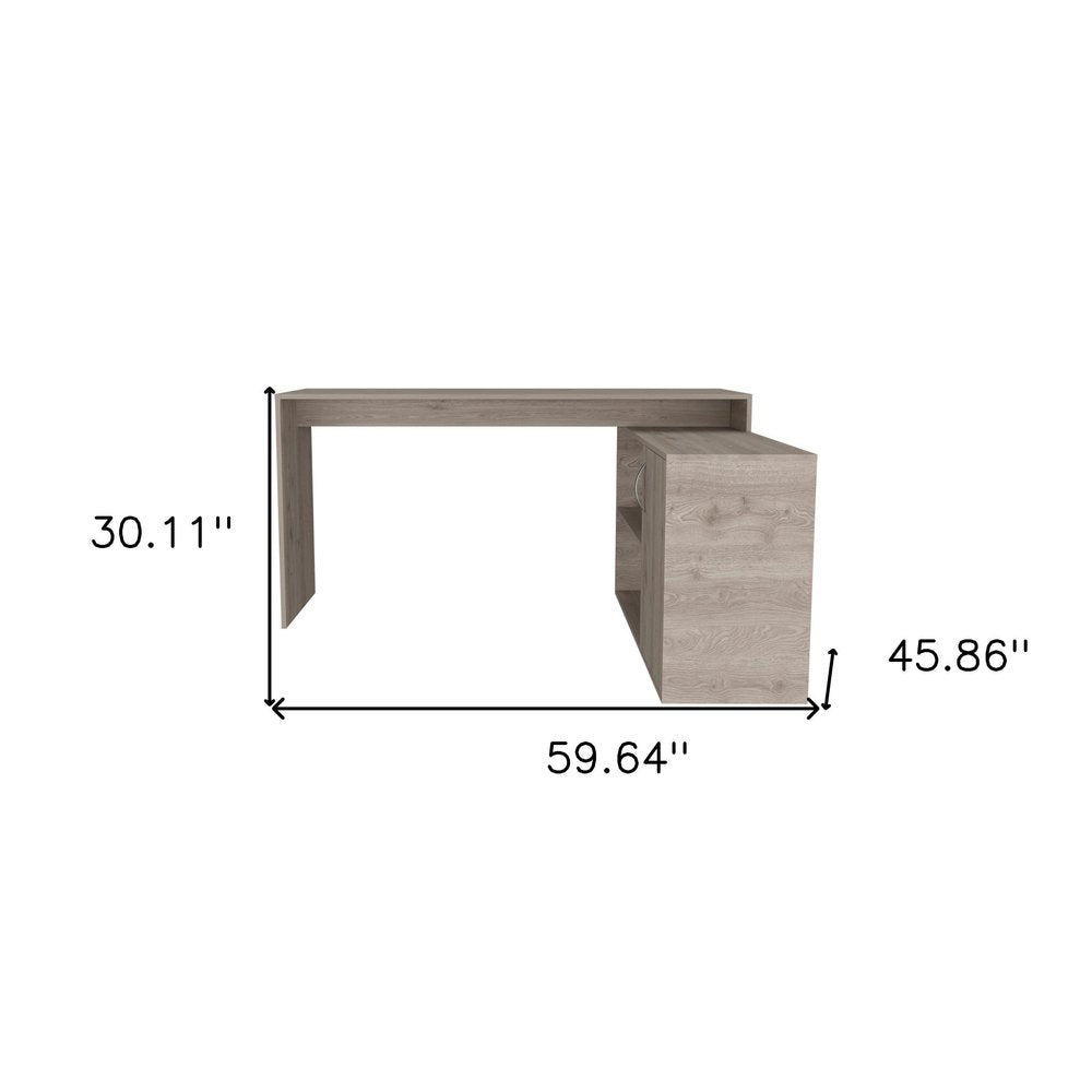 60" White Wood L Shape Computer Desk