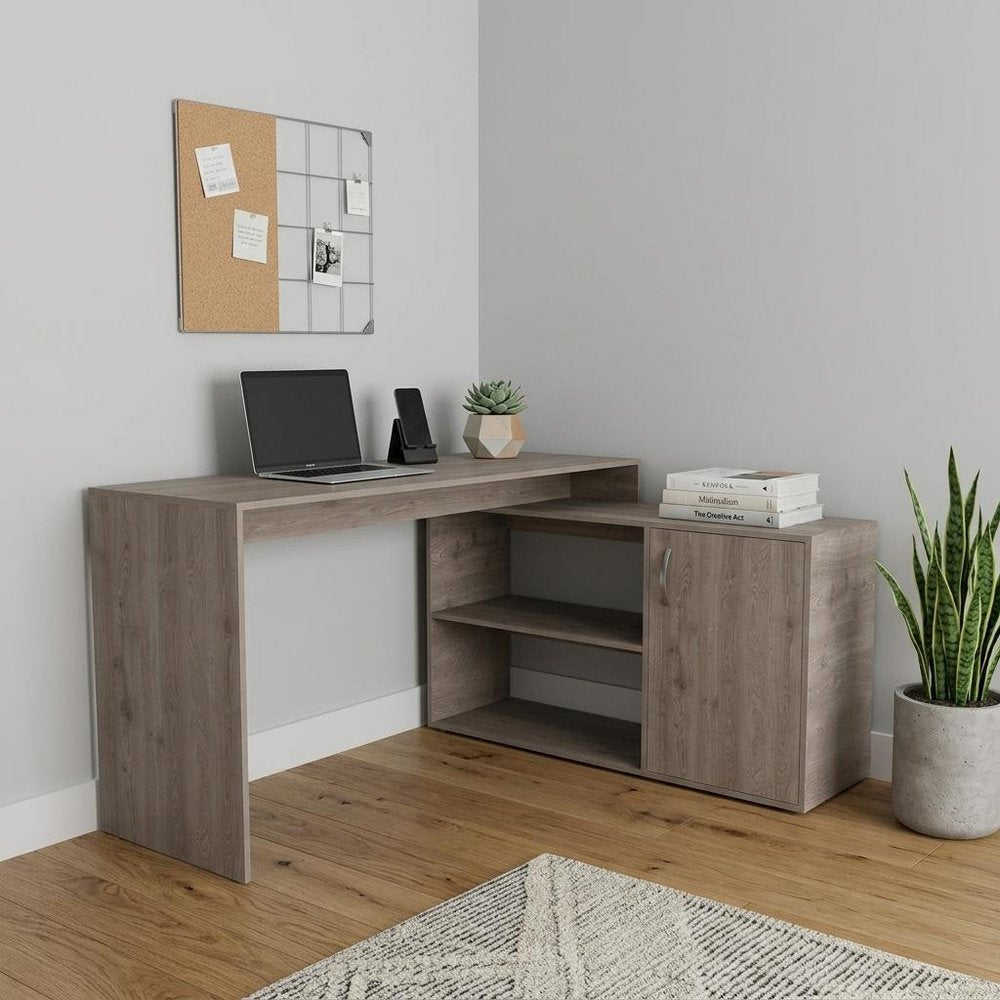 60" White Wood L Shape Computer Desk