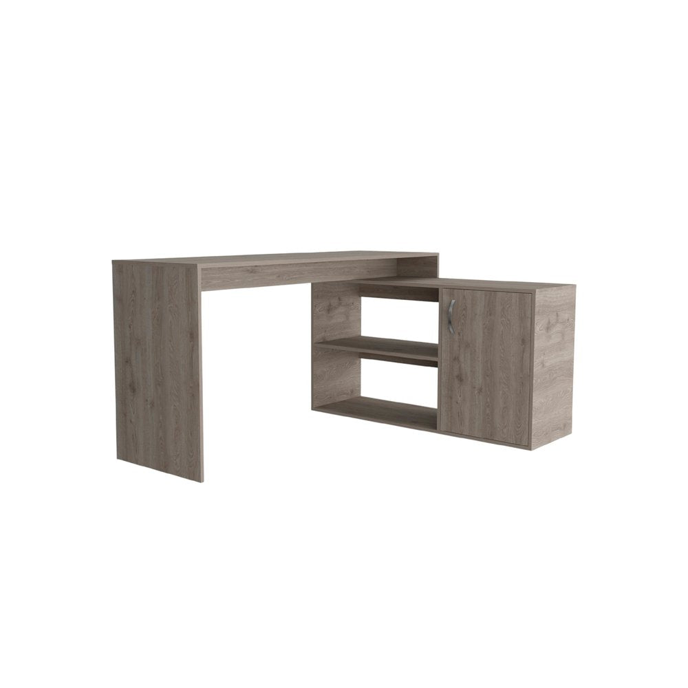 60" White Wood L Shape Computer Desk