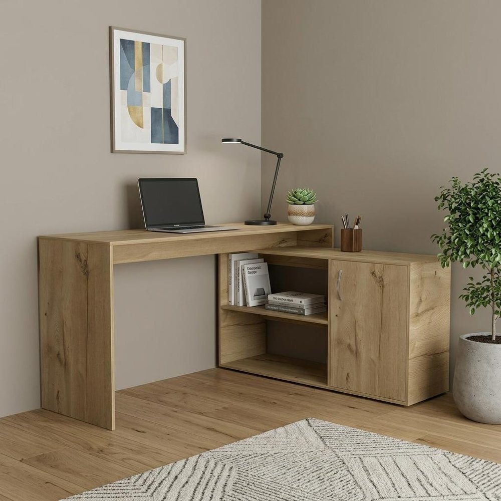 60" White Wood L Shape Computer Desk