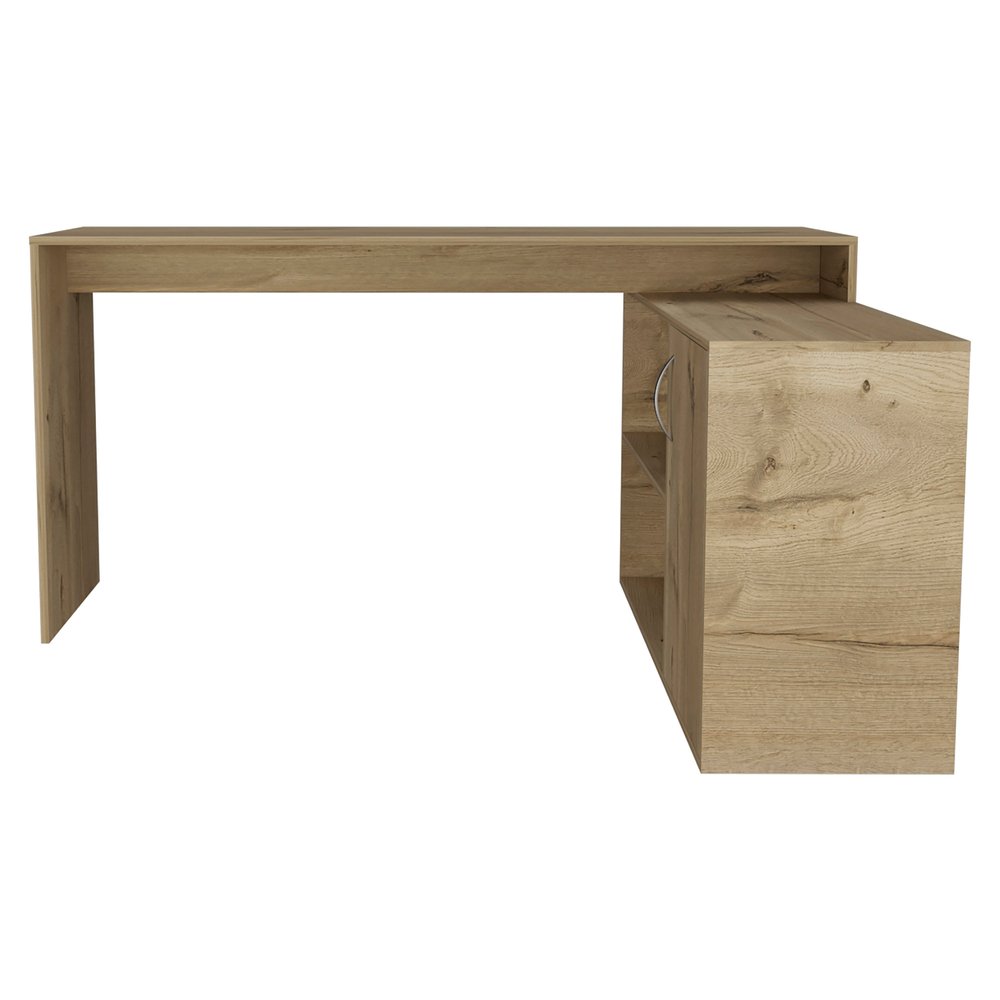 60" White Wood L Shape Computer Desk