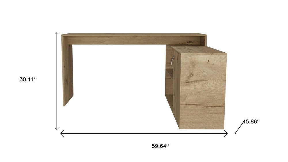 60" White Wood L Shape Computer Desk