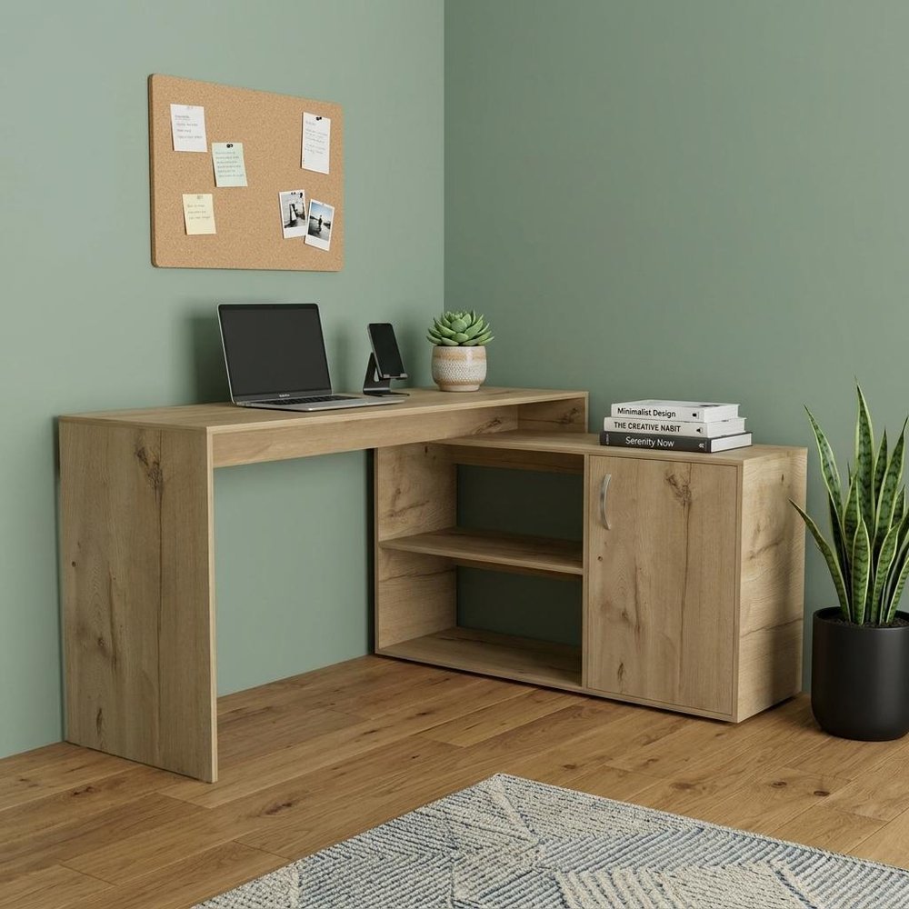 60" White Wood L Shape Computer Desk