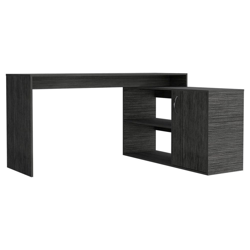 60" White Wood L Shape Computer Desk