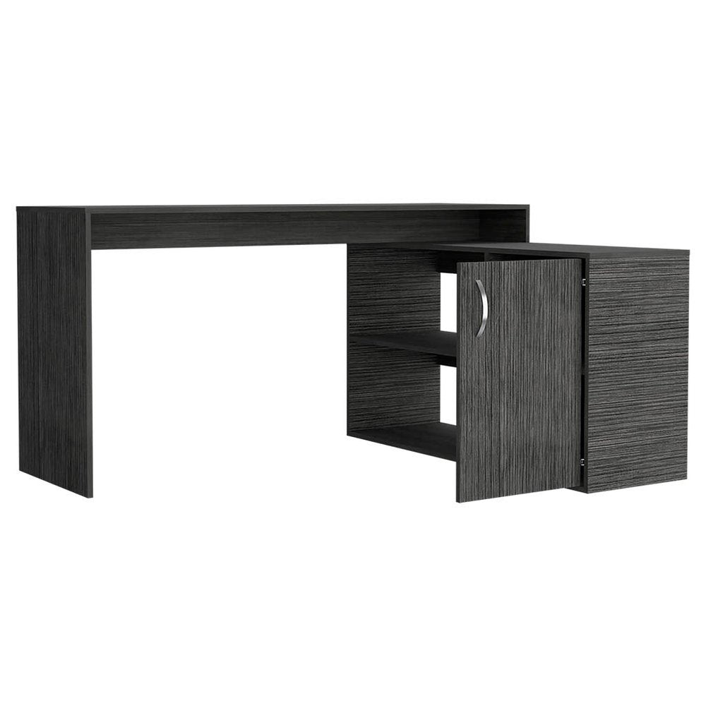 60" White Wood L Shape Computer Desk