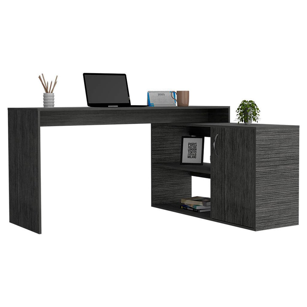 60" White Wood L Shape Computer Desk