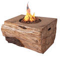 50000 BTU 40" Brown Aluminum Natural Gas Rectangular Fire Pit With Cover. Outdoor fireplaces and firepit isolated on a plain white background, showing a brown metal surface.