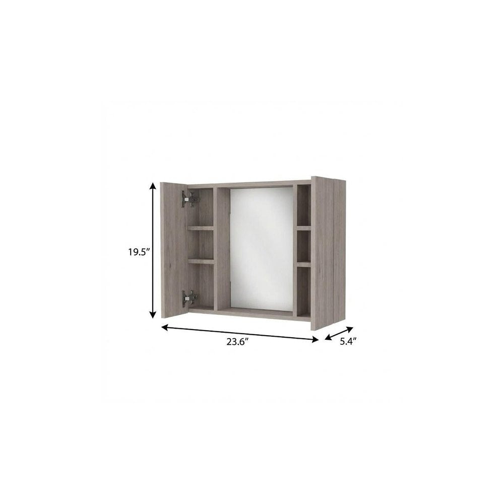 24" Light Gray Wood Floating Single Door Bathroom Vanity And Medicine Cabinet