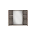24" Light Gray Wood Floating Single Door Bathroom Vanity And Medicine Cabinet. Bathroom vanity isolated on a plain white background, finished in light gray wood.