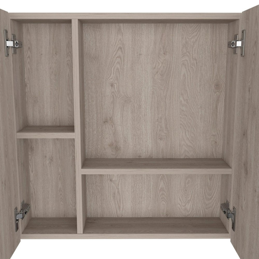 24" Light Gray Wood Floating Single Door Bathroom Vanity And Medicine Cabinet With Mirror
